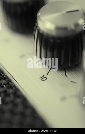 Close up of the volume control on a guitar amplifier Stock Photo