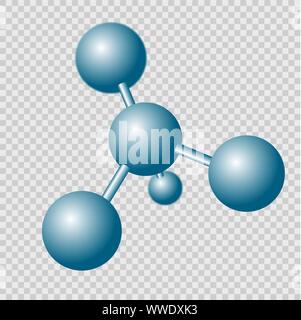 Abstract molecule isolated. Vector illustration. Atoms. Molecular structure with blue spherical particles Stock Vector