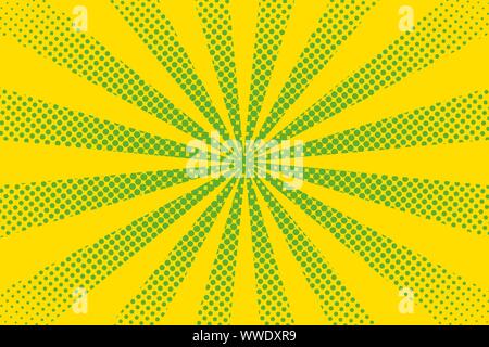 Bright sun rays with yellow dots. Abstract comic background with ...