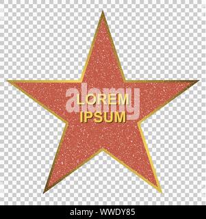 Hollywood Walk Of Fame. star blank template on transparent background, sign of personal achievements Stock Vector