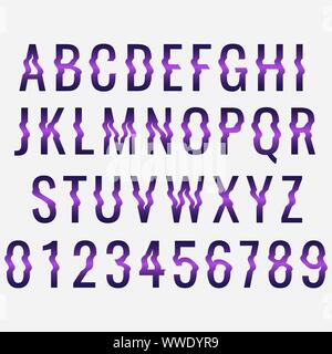 Glitch distortion typeface. Letters and numbers vector illustration Stock Vector