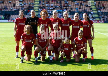 London, Inited Kingdom. 15th Sep, 2019. LONDON, UNITED KINGDOM SEPTEMBER 15. Liverpool Team before Kick Off during Barclays FA Women's Spur League between Tottenham Hotspur and Liverpool at The Hive Stadium, London, UK on 15 September 2019 Credit: Action Foto Sport/Alamy Live News