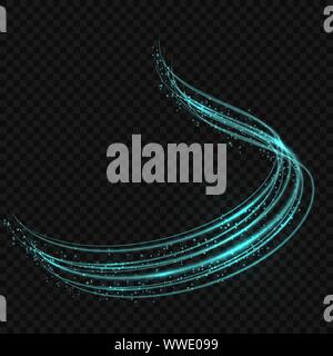 transparent light effect with curve trail and neon sparkles Stock ...