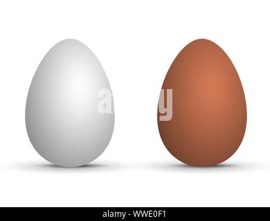 Two vector realistic eggs. Isolated eggs on white background. Stock Vector