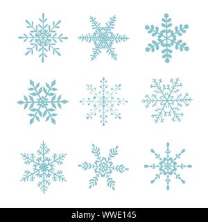 Set of vectors snowflakes on white isolated background. Stock Vector