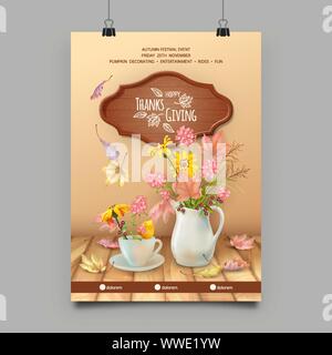 Happy Thanksgiving Flyer Stock Vector