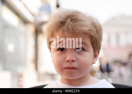 Developing a hair care routine that works. Little child with stylish haircut.  Little child with short haircut. Small boy with blond hair. Healthy Stock  Photo - Alamy