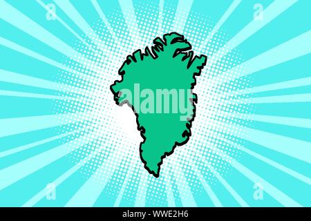 Greenland island map silhouette. comic cartoon pop art retro vector illustration drawing Stock Vector