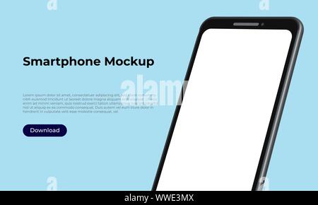Big half of the smartphone mockup banner for application presentation Stock Vector