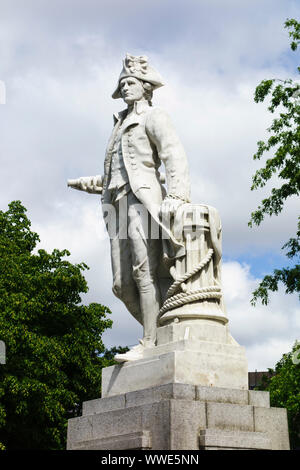 Captain James Cook statue, Victoria Square, Christchurch, New Zealand Stock Photo