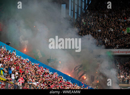 Fans from MG end Bengalos, before fans from K, Football 1. Bundesliga, 4.matchday, FC Cologne (K) - Borussia Monchengladbach (MG) 0: 1, on 14.09.2019 in Koeln/Germany. ¬ | usage worldwide Stock Photo