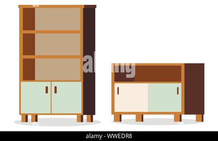 Vector illustration of isolated on white background elements of furniture. Stock Vector