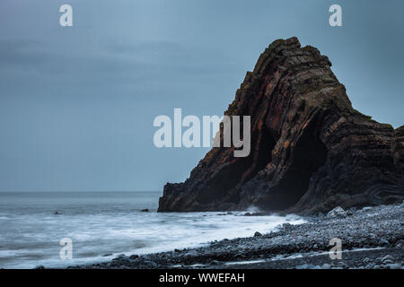 Blackchurch rock on a stormy day in north devon Stock Photo