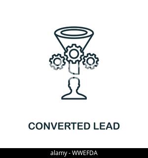 Converted Lead outline icon. Thin line concept element from crm icons collection. Creative Converted Lead icon for mobile apps and web usage Stock Vector