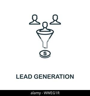 Lead Generation outline icon. Thin line concept element from crm icons collection. Creative Lead Generation icon for mobile apps and web usage Stock Vector