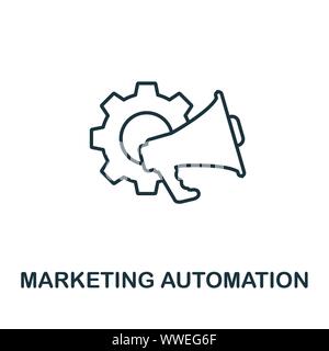 Marketing Automation outline icon. Thin line concept element from crm icons collection. Creative Marketing Automation icon for mobile apps and web Stock Vector