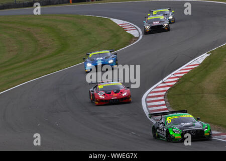 Derby, UK. 15th Sep, 2019. Team ABBA Racing Mercedes-AMG GT3 (8) driven by Richard Neary & Adam Christodoulou leads a pack of cars during the British GT Donington Park GP at Donington Park, Derby, England on 15 September 2019. Photo by Jurek Biegus. Editorial use only, license required for commercial use. No use in betting, games or a single club/league/player publications. Credit: UK Sports Pics Ltd/Alamy Live News Stock Photo