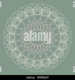 Ornamental round lace pattern background for certificate, note, ticket, reward, diploma, voucher design. Stock Vector