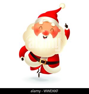 Santa Claus - happy expression - point finger up - vector illustration isolated on transparent background Stock Vector