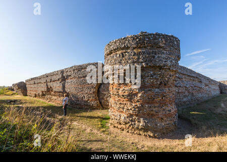 Burgh Castle, a roman fort near Great Yarmouth, Norfolk, Uk. Stock Photo