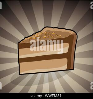 Vector Illustration of Cake Illustration on a Brown Striped Background Stock Vector