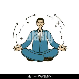 Successful businessman. Business concept in linear style. Vector illustration Stock Vector