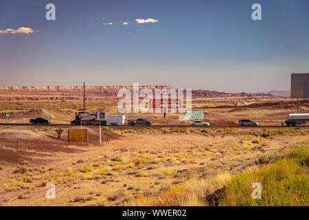 Highway 89, Arizona, USA - Advertising billboards along the road Stock Photo