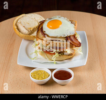Super Continental Sandwich freshly prepared and ready to eat. Homemade Stock Photo