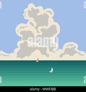 Big cloud over the sea. Calm and relax. Vector illustration Stock Vector