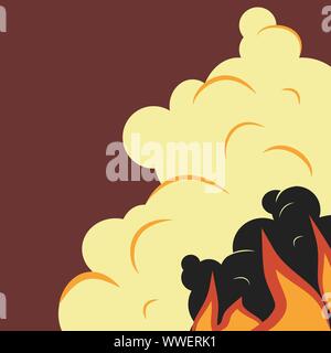 Wildfire. Flame and smoke in flat style. Vector illustration Stock Vector