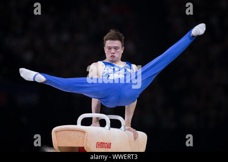 Paris, France. 15th Sep, 2019. Kirill Prokopev from Russia during 2019 FIG World cup Challenge in Paris, finals on Sunday September 15th Credit: Kathleen Michel/Alamy Live News Stock Photo