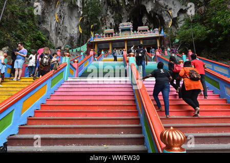 Batu Caves, Malaysia - 7 September, 2018: New iconic look with colorful stair at Murugan Temple Batu Caves become a new attraction for tourism in Mala Stock Photo
