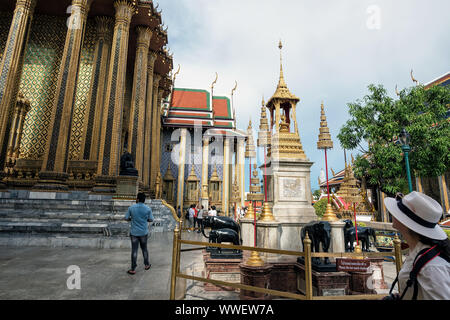 Bangkok, Thailand - Jun 1, 2019: The atmosphere in the Grand Palace temple with visitors visiting around the Phra Bussabok, Grand Palace, Bangkok, Tha Stock Photo