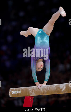 Paris, France. 15th Sep, 2019. Ganna Metelitsa from Belarus during 2019 FIG World cup Challenge in Paris, finals on Sunday September 15th Credit: Kathleen Michel/Alamy Live News Stock Photo