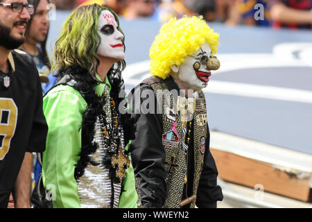 Los Angeles, CA. 15th Sep, 2019. New Orleans Saints fans look somber during the NFL game between New Orleans Saints vs Los Angeles Rams at the Los Angeles Memorial Coliseum in Los Angeles, Ca on September 15, 2019. Jevone Moore Credit: csm/Alamy Live News Stock Photo