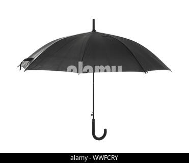 Stylish black umbrella on white background Stock Photo - Alamy