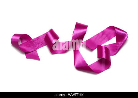 Magenta ribbon short decorative piece isolate on a white background Stock Photo