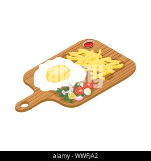 Hamburger with meat, cheese and salad flat style. Cartoon illustration Stock Vector