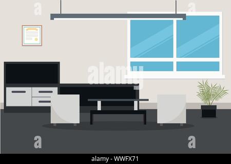 Design of room with modern furniture Stock Vector