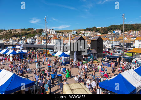 Hastings Annual Seafood Festival 2019, on the Old Town Stade seafront at Rock-a-Nore, East Sussex, UK Stock Photo