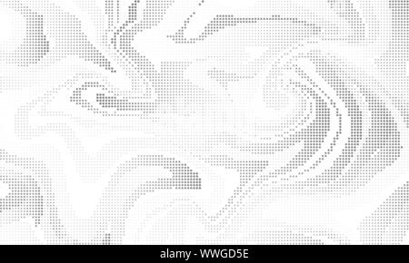 Halftone effect liquid background. Vector monochrome dotted abstract backdrop Stock Vector