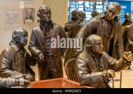 Bronze statues of the Founding Fathers in Signers' Hall at the National Constitution Center, Philadelphia Stock Photo