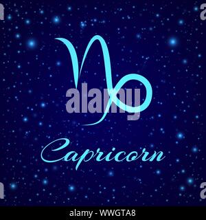 Capricorn. Vector zodiac sign on a night sky Stock Vector