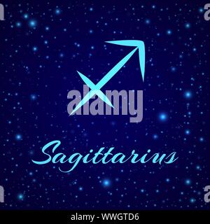 Sagittarius. Vector zodiac sign on a night sky Stock Vector