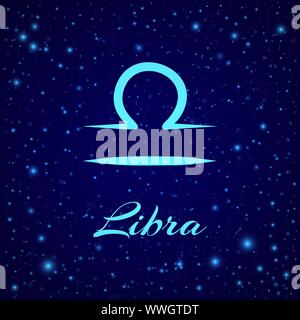 Libra. Vector zodiac sign on a night sky Stock Vector