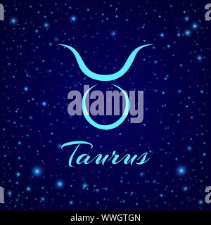 Taurus. Vector zodiac sign on a night sky Stock Vector