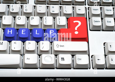 Keyboard - with a big HELP, Sign on a question Stock Photo