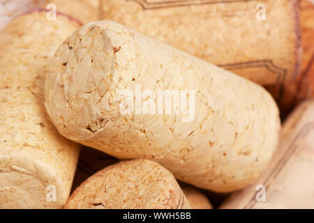 Macro view of a heap of wine corks Stock Photo