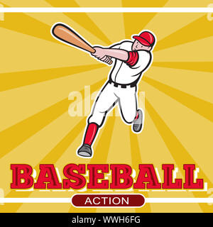 Baseball Player Batting Isolated Cartoon Poster by Aloysius