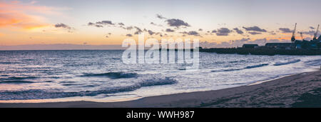 Panorama seascape image of Bather's beach during sunset, Fremantle Stock Photo